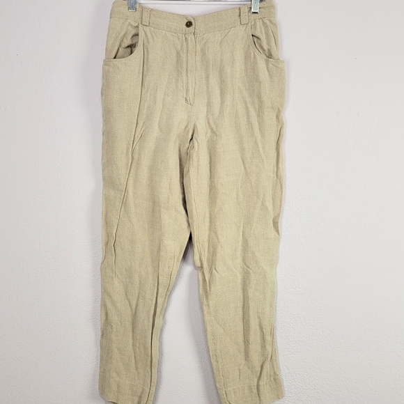 Vintage Pure Nature Earthy High Rise Relaxed Fit Linen Pants Size Large - Picture 2 of 15